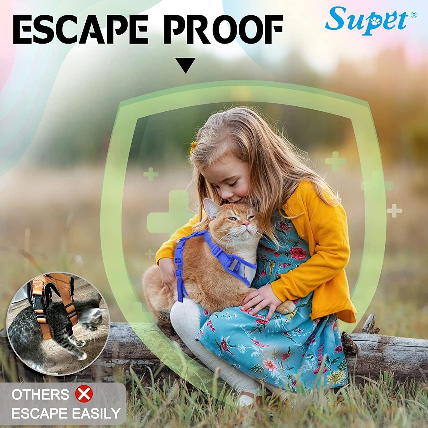 Cat Harness and Leash Set Stylish Escape Proof Cat Vest Harness Adjustable Breathable Pet Harness with Reflective Trim Step-In Cat Leash and Harness for Cats Puppies S(Chest:9.6-15.7'' Black