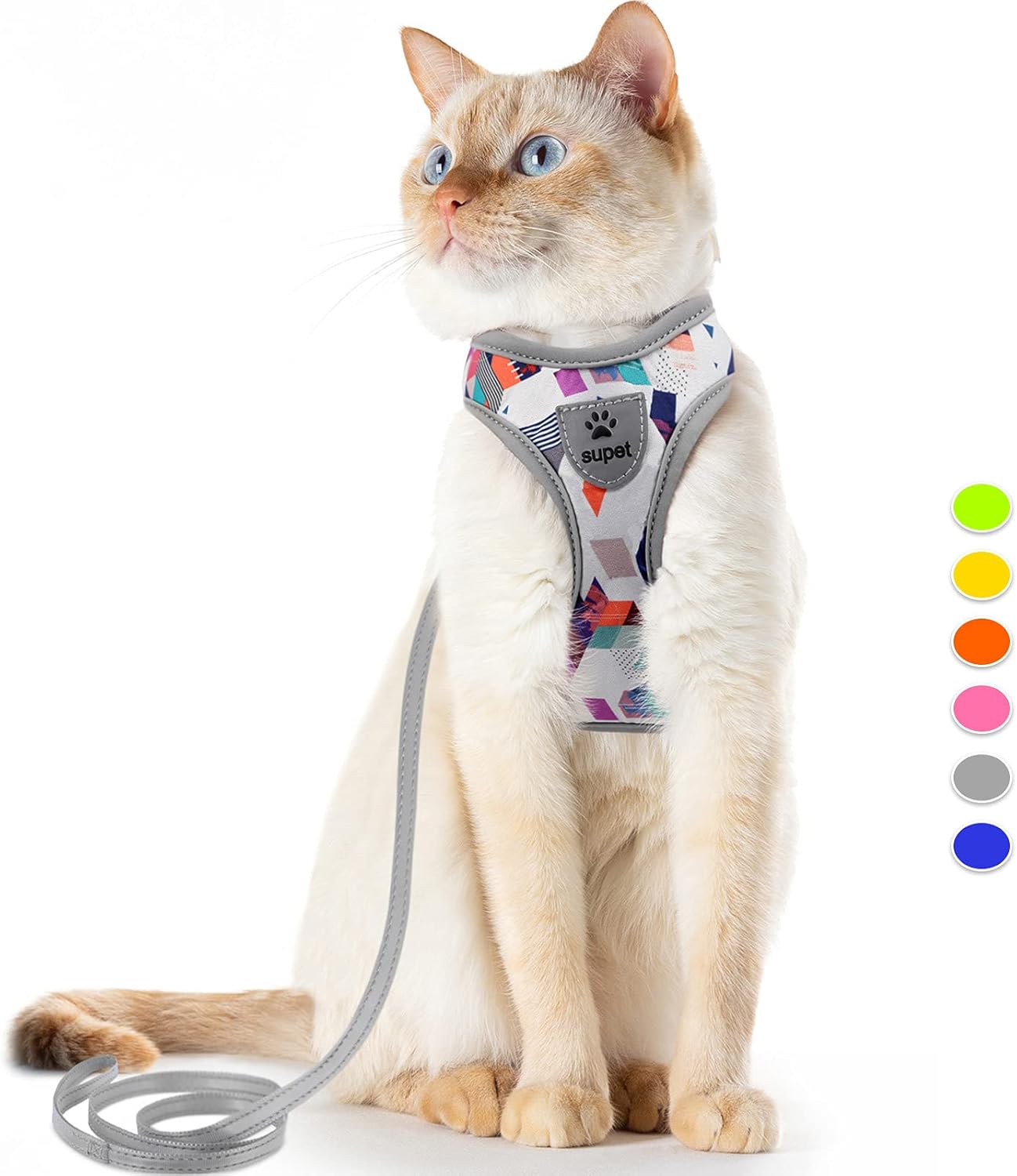Cat Harness and Leash Set Stylish Escape Proof Cat Vest Harness Adjustable Breathable Pet Harness with Reflective Trim Step-In Cat Leash and Harness for Cats Puppies S(Chest:9.6-15.7'' Black