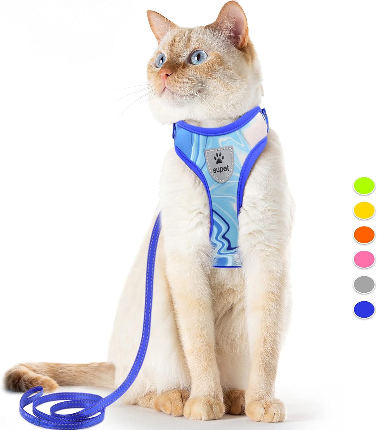 Cat Harness and Leash Set Stylish Escape Proof Cat Vest Harness Adjustable Breathable Pet Harness with Reflective Trim Step-In Cat Leash and Harness for Cats Puppies S(Chest:9.6-15.7'' Black