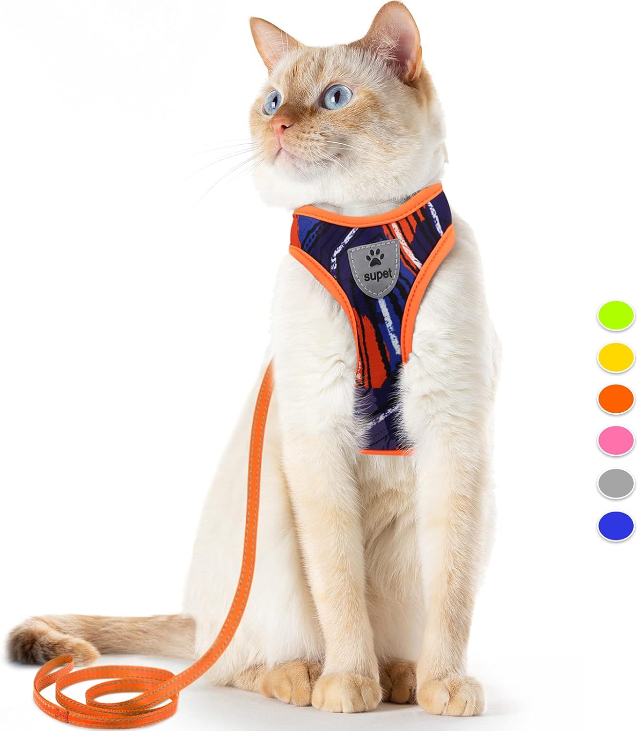 Cat Harness and Leash Set Stylish Escape Proof Cat Vest Harness Adjustable Breathable Pet Harness with Reflective Trim Step-In Cat Leash and Harness for Cats Puppies S(Chest:9.6-15.7'' Black