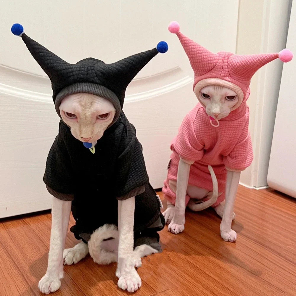Waffle Sweatshirt Hat Suit for Sphynx Cats & Kittens
