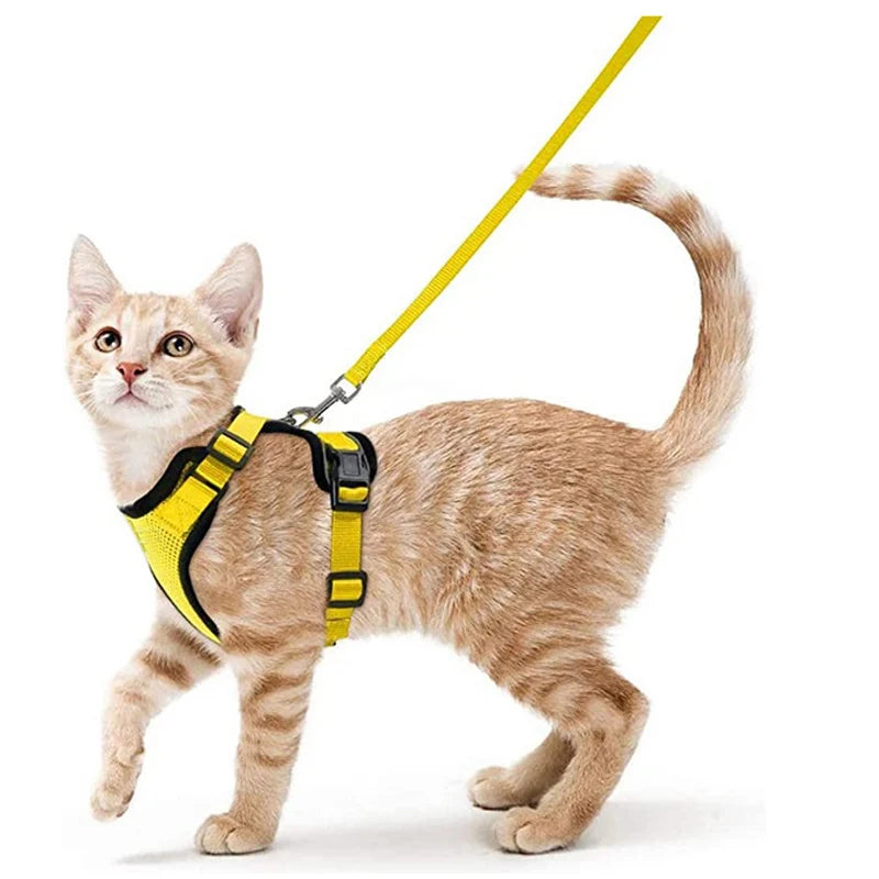 Escape-Proof Adjustable Cat Harness with Leash for Easy Control