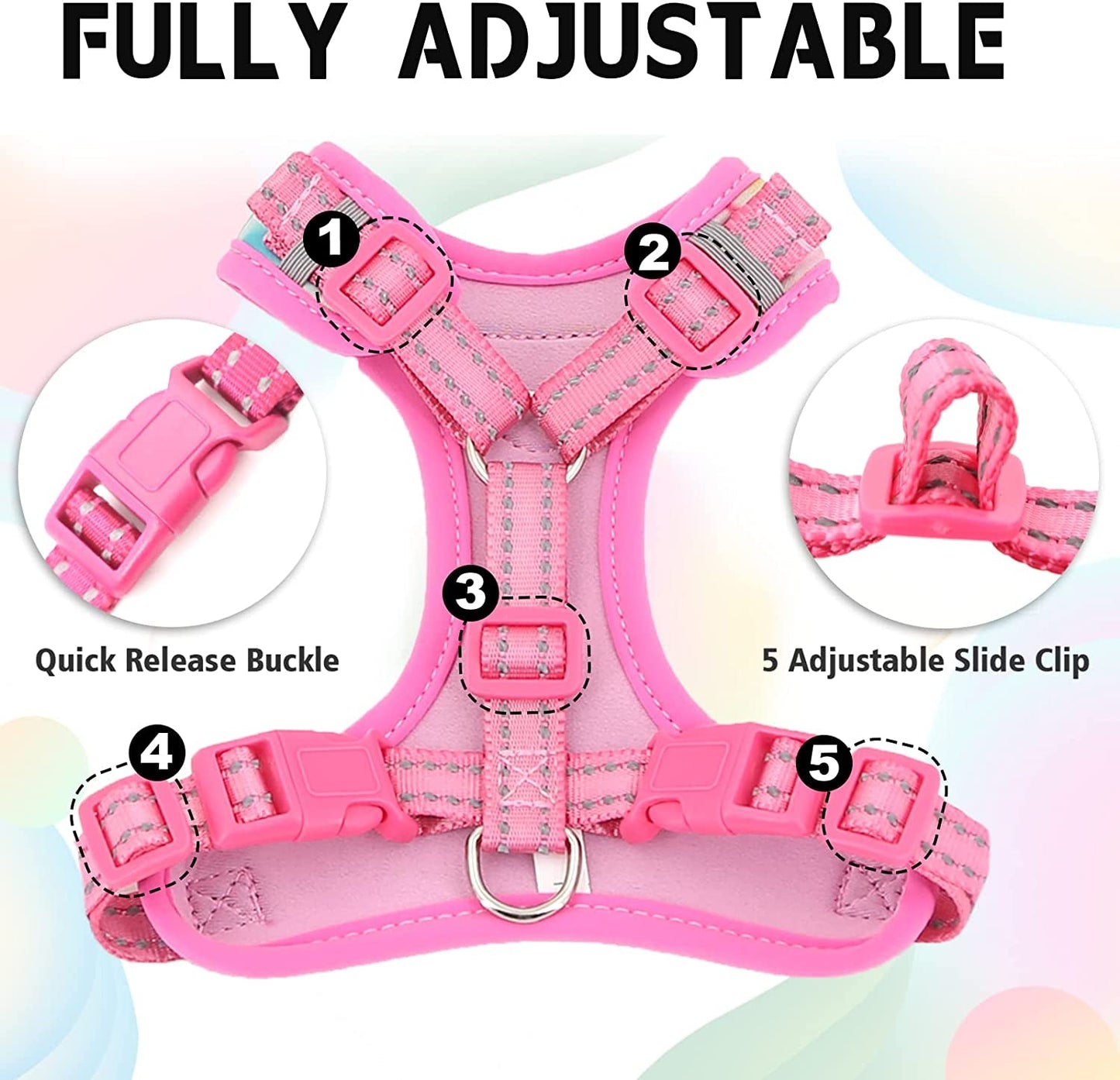 Cat Harness and Leash Set Stylish Escape Proof Cat Vest Harness Adjustable Breathable Pet Harness with Reflective Trim Step-In Cat Leash and Harness for Cats Puppies S(Chest:9.6-15.7'' Black