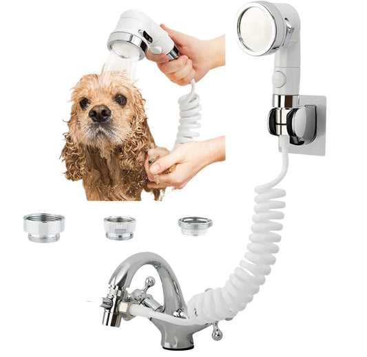 Sink Faucet Sprayer Attachment, Shower Head Attaches to Tub Faucet, Dog Bathing Hose Shower Set for Laundry Bathroom Kitchen