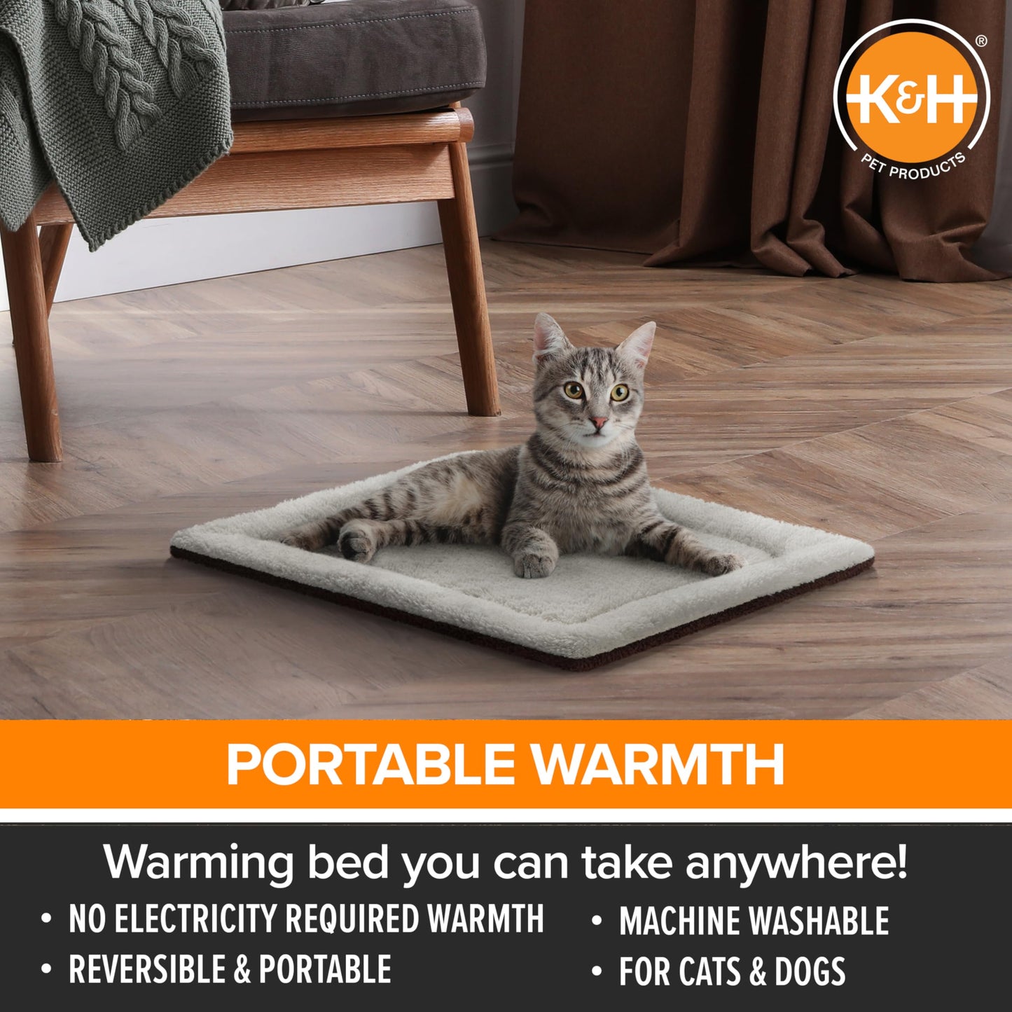Self-Warming Cat Bed Pad - Reversible, Machine Washable, 21x17in