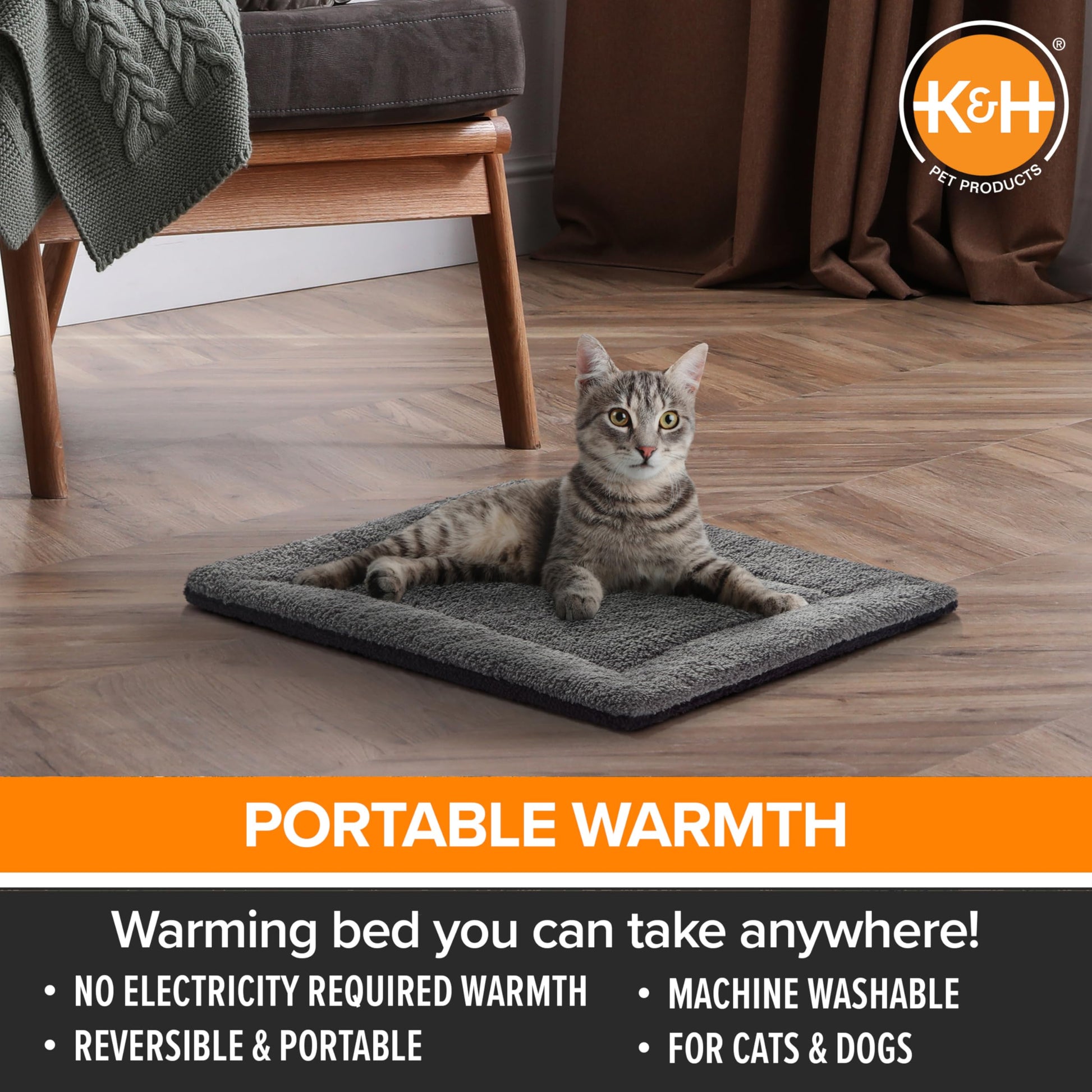Self-Warming Cat Bed Pad - Reversible, Machine Washable, 21x17in