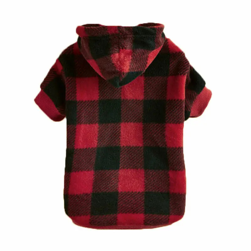 Plaid Winter Hoodie for Cats & Dogs - Warm Pet Jacket