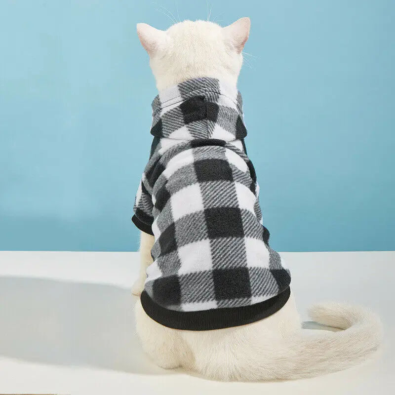 Plaid Winter Hoodie for Cats & Dogs - Warm Pet Jacket