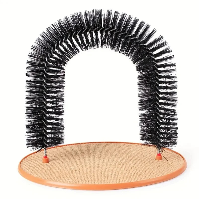 Self-Grooming Cat Toy Arch with Scratching Pad & Massage Brush