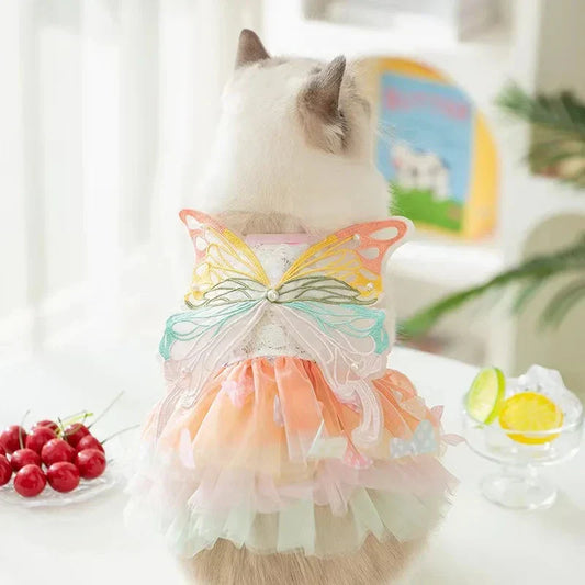 Striped Plaid Princess Dress for Cats & Puppies - Summer Pet Clothing
