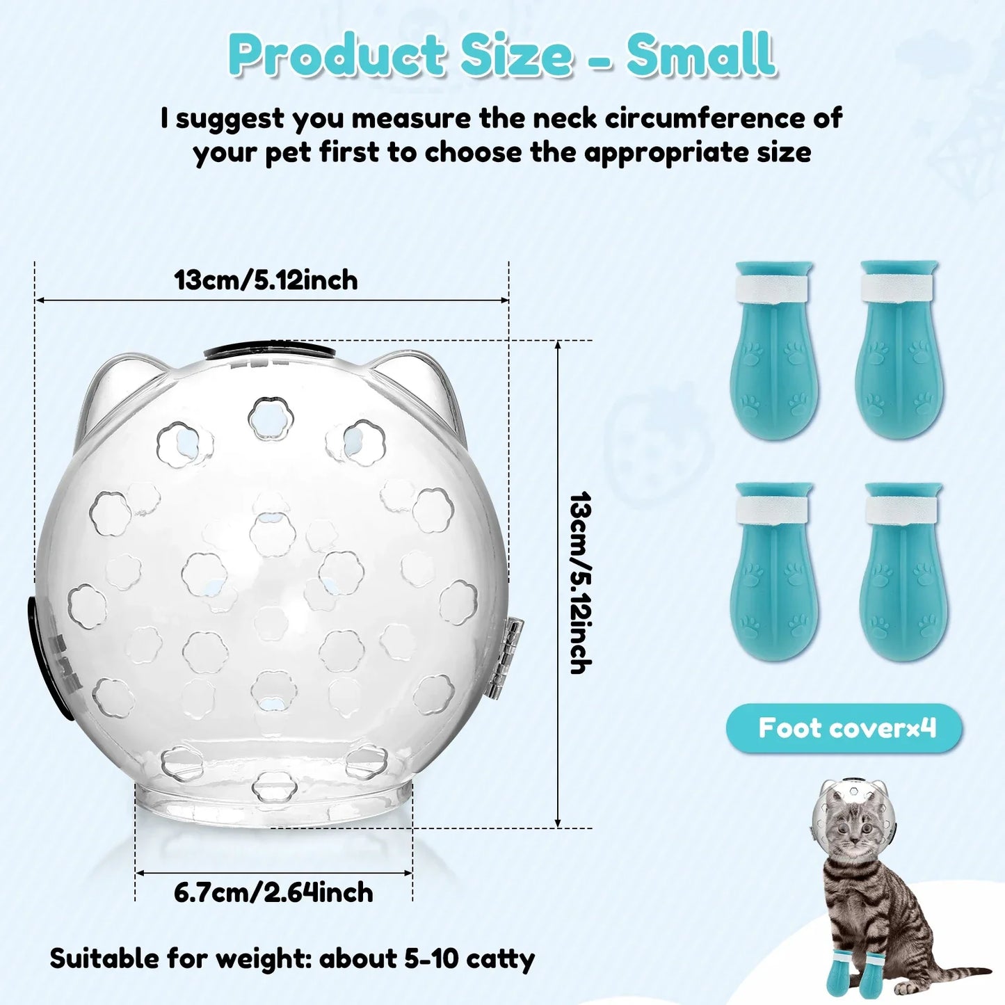 Cat Muzzle & Paw Shoes Set - Anti-Bite, Anti-Lick, Breathable