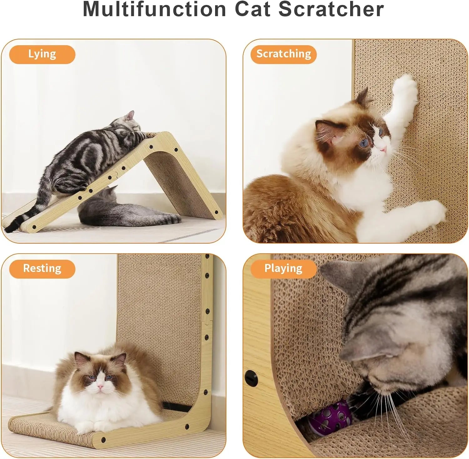 23.6' L-Shaped Cat Scratcher: Durable Scratch Pad for Indoor Cats