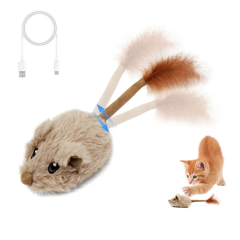 Interactive Rechargeable Motion Mouse Cat Toy with Realistic Sounds