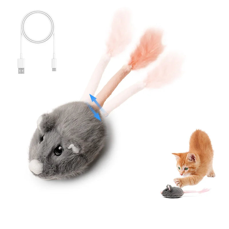 Interactive Rechargeable Motion Mouse Cat Toy with Realistic Sounds