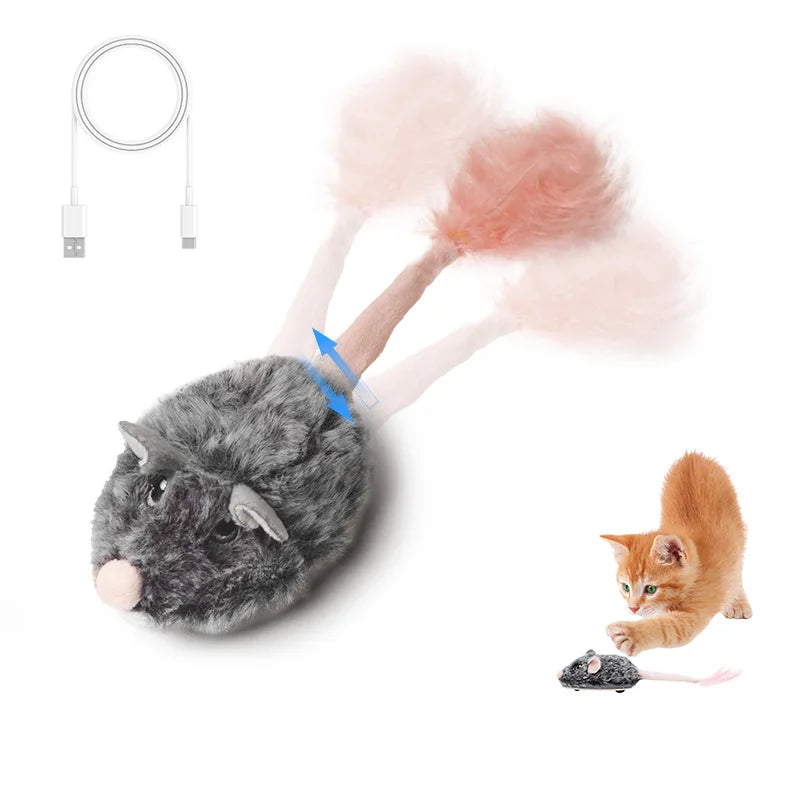 Interactive Rechargeable Motion Mouse Cat Toy with Realistic Sounds