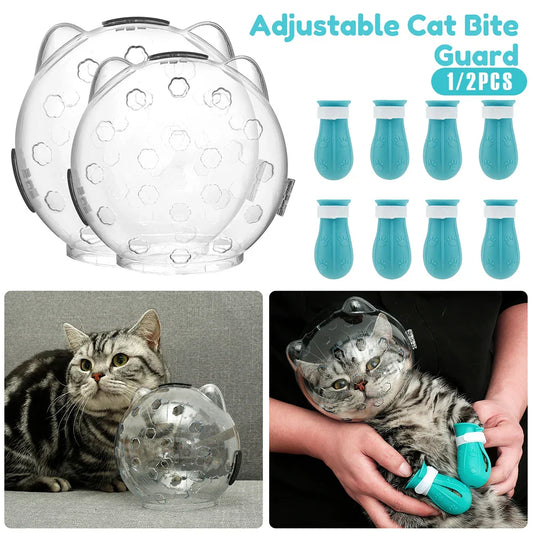 Cat Muzzle & Paw Shoes Set - Anti-Bite, Anti-Lick, Breathable