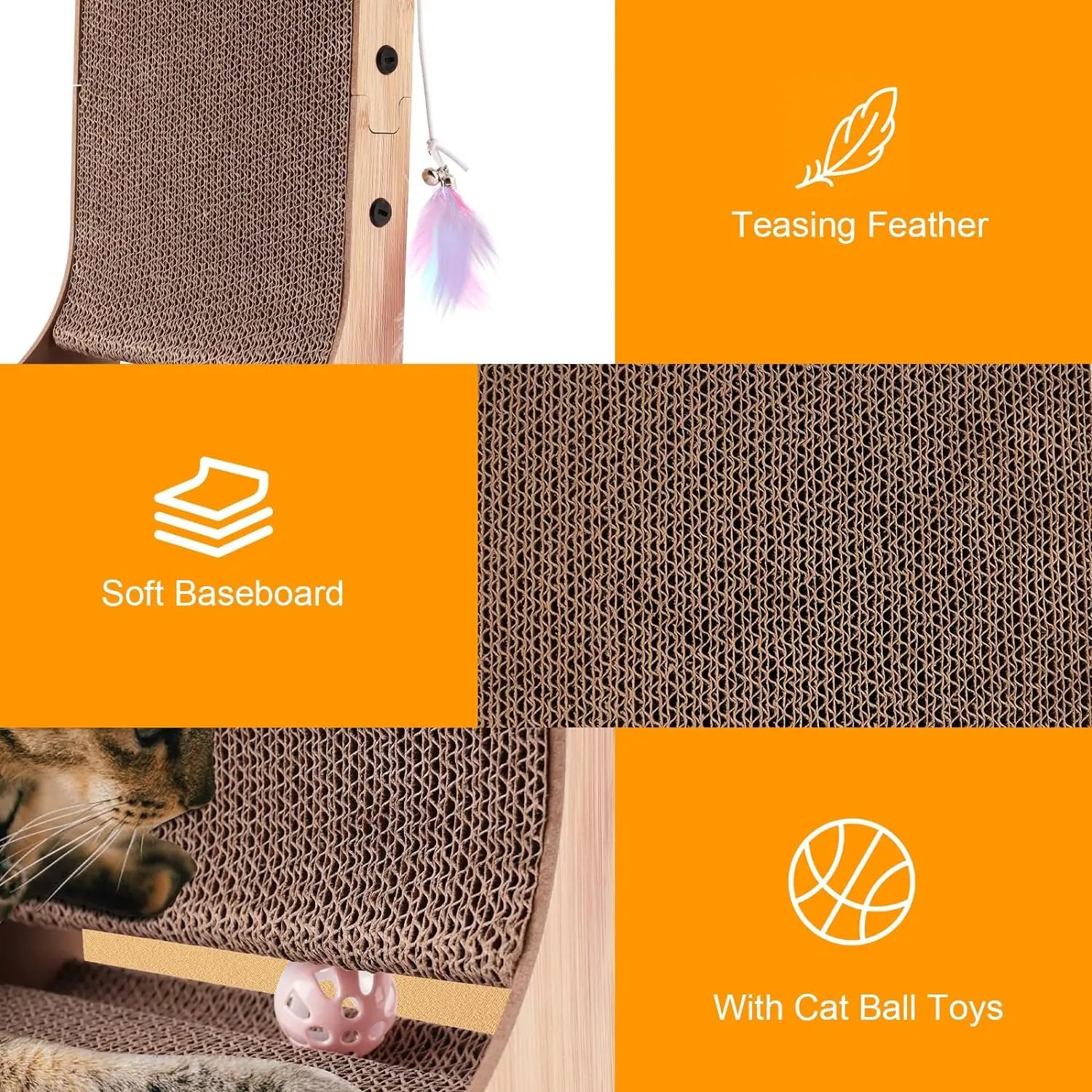 23.6' L-Shaped Cat Scratcher: Durable Scratch Pad for Indoor Cats