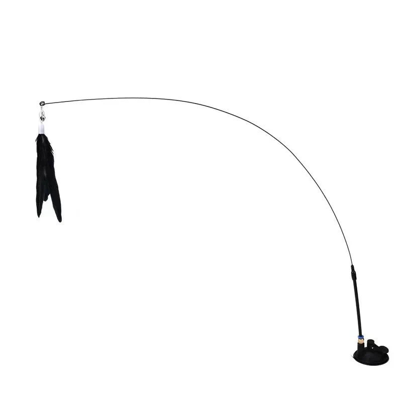 Interactive Feather Wand Cat Toy with Super Suction Cup