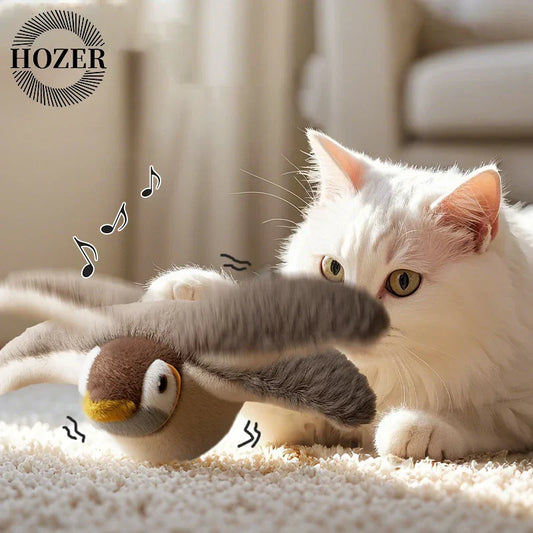 Rechargeable Chirping Flapping Bird Cat Toy with Catnip