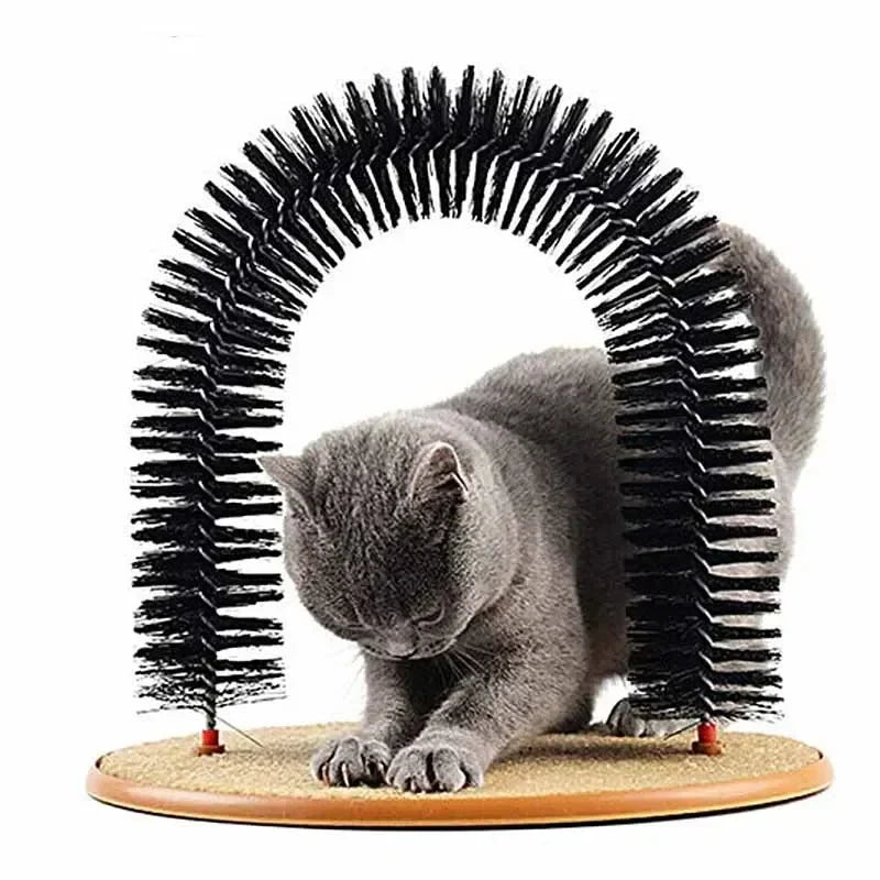 Self-Grooming Cat Toy Arch with Scratching Pad & Massage Brush