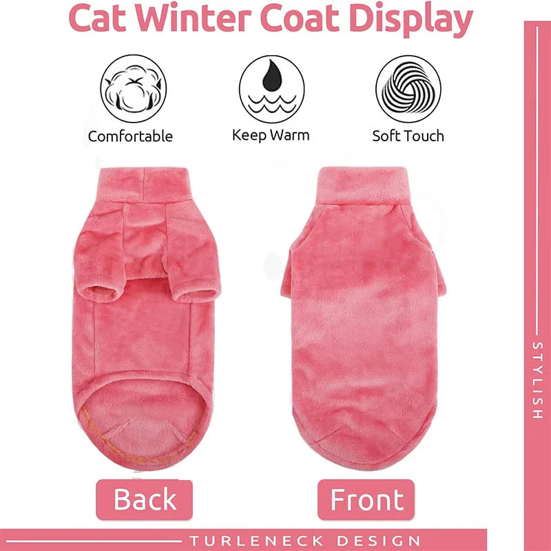 Warm Turtleneck Sweater for Sphynx Cats & Chihuahuas - Soft Fluff Coat
