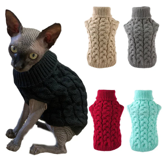 Warm Knitted Sweater for Sphynx Cats & Dogs - Winter Pullover