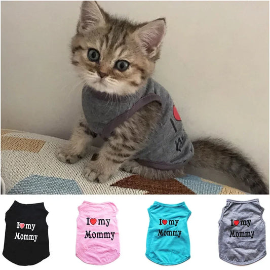 Casual Pet Clothes - 'I Love Mommy & Daddy' Cotton T-Shirt