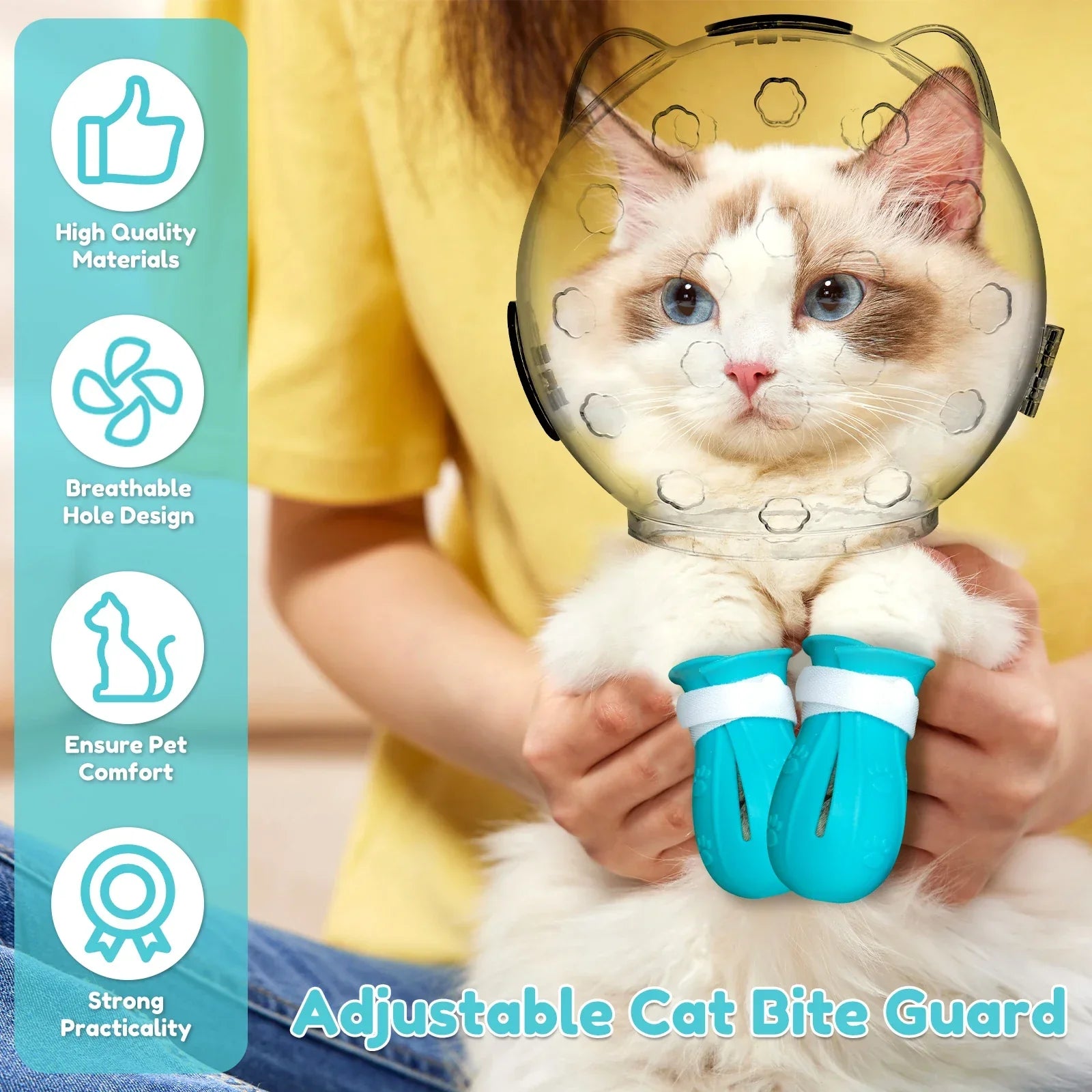 Cat Muzzle & Paw Shoes Set - Anti-Bite, Anti-Lick, Breathable