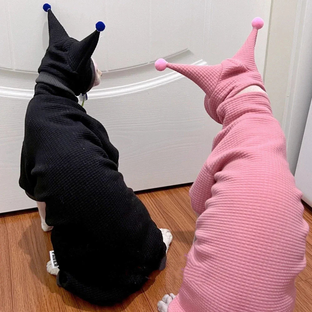 Waffle Sweatshirt Hat Suit for Sphynx Cats & Kittens