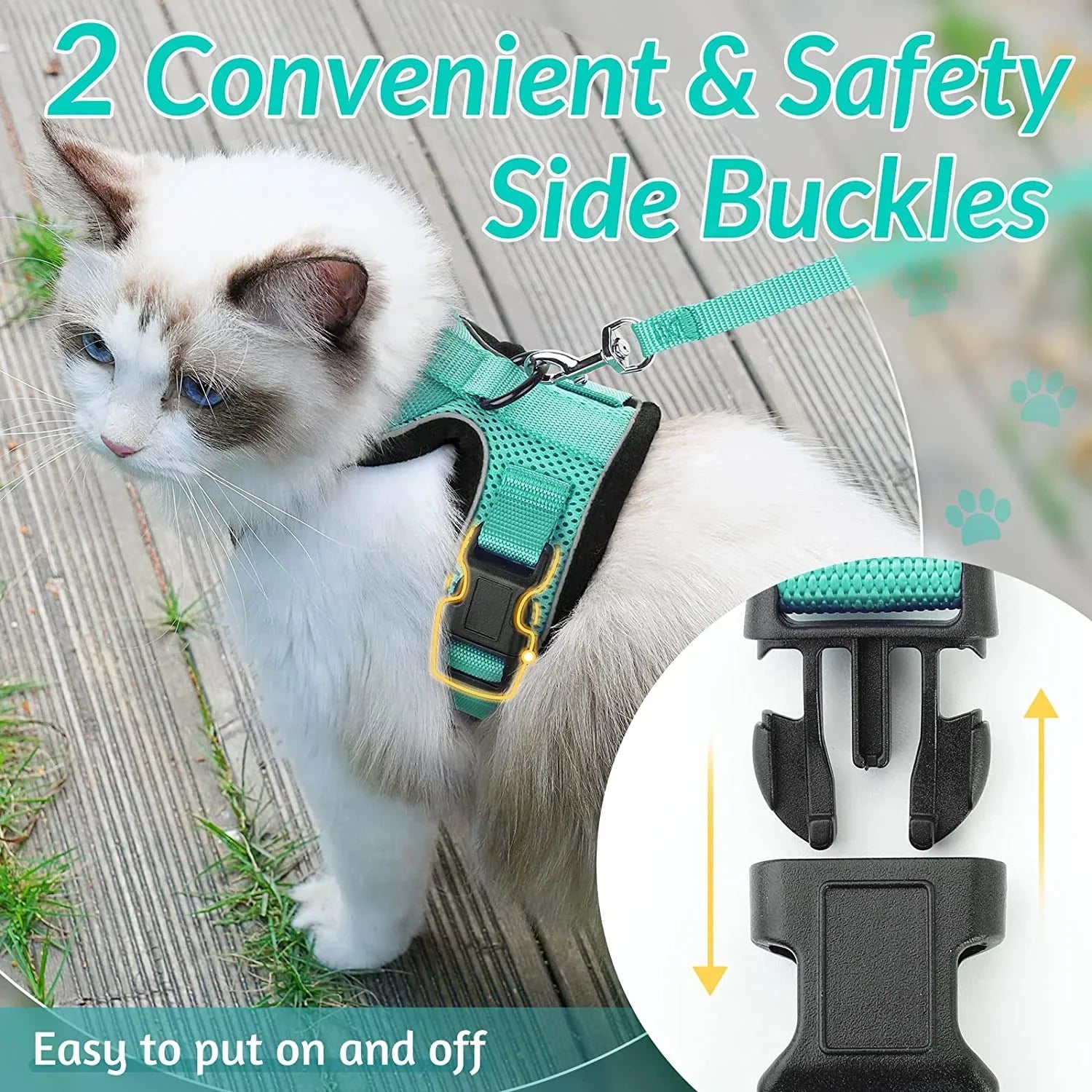 Escape-Proof Adjustable Cat Harness with Leash for Easy Control