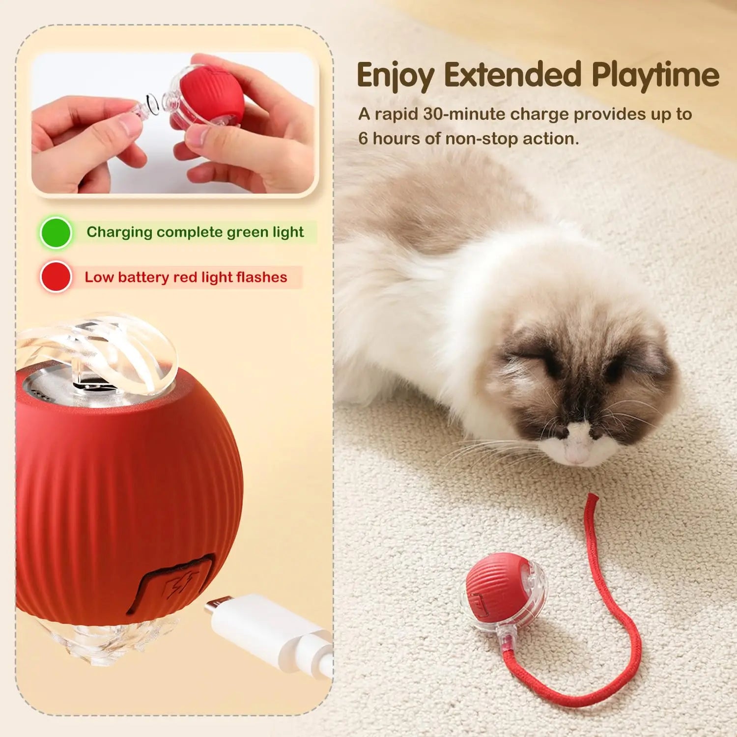 Rechargeable Interactive Cat Ball Toy - Automatic Rolling & Smart Mouse