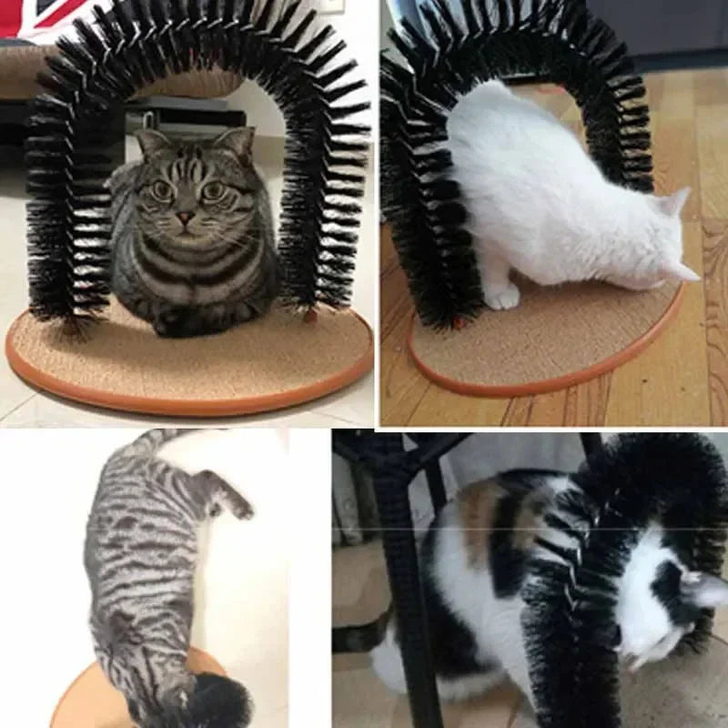 Self-Grooming Cat Toy Arch with Scratching Pad & Massage Brush