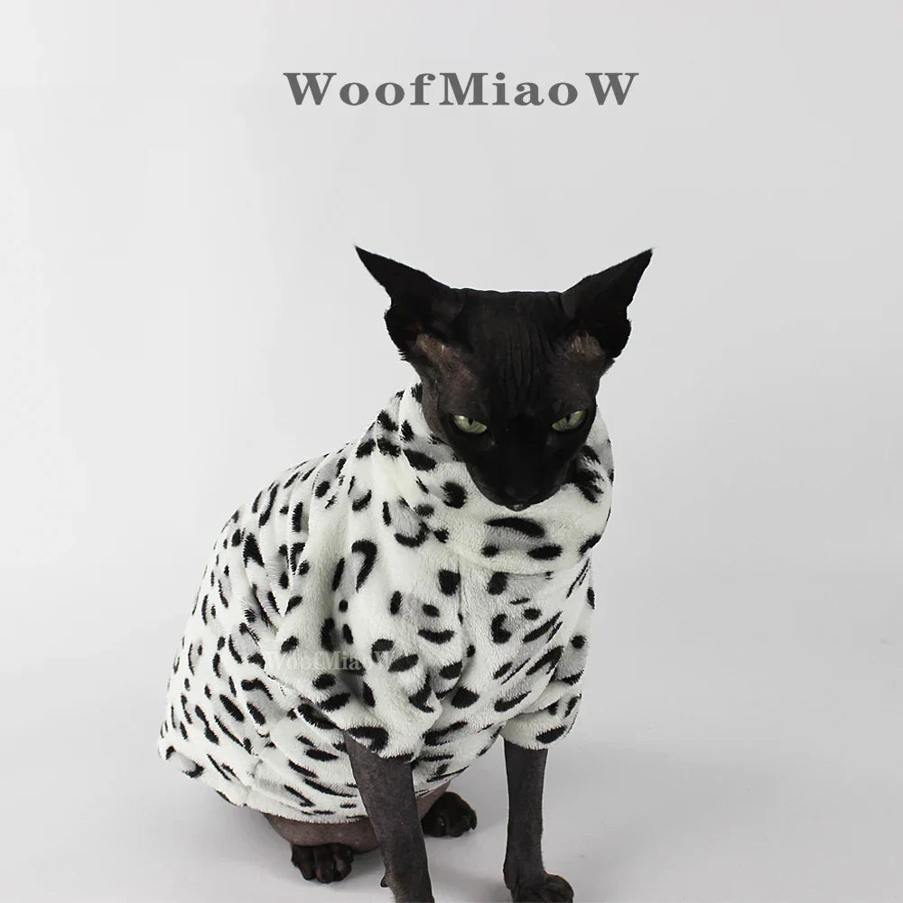 Leopard Print Winter Clothes for Sphynx Cats - Soft & Warm