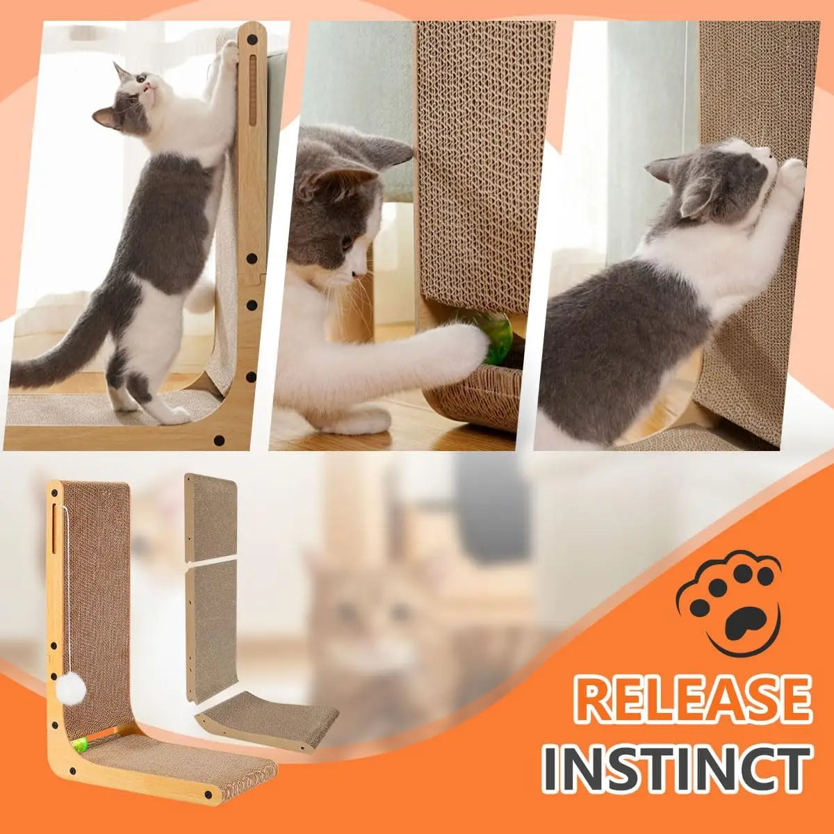 23.6' L-Shaped Cat Scratcher: Durable Scratch Pad for Indoor Cats