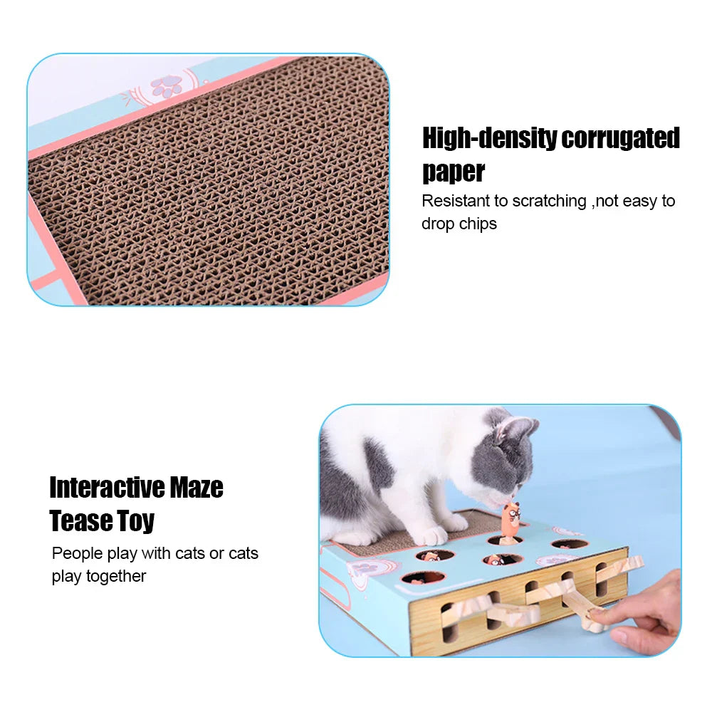 Interactive 3-in-1 Cat Maze Game with Scratcher & Hunt Toy