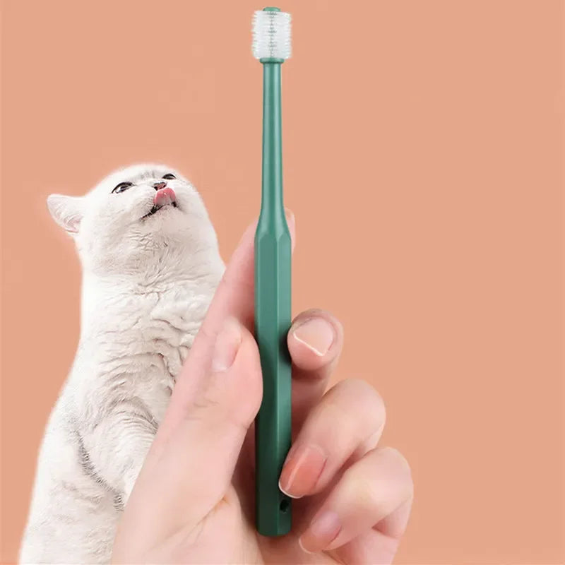 Soft Hair Cat Toothbrush for Teeth Cleaning & Pet Grooming