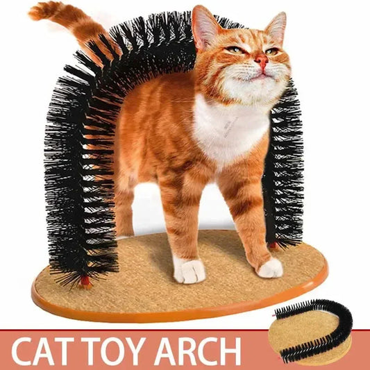 Self-Grooming Cat Toy Arch with Scratching Pad & Massage Brush