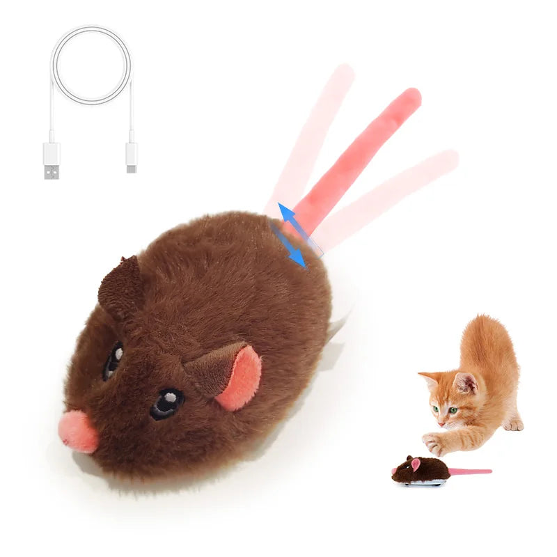 Interactive Rechargeable Motion Mouse Cat Toy with Realistic Sounds