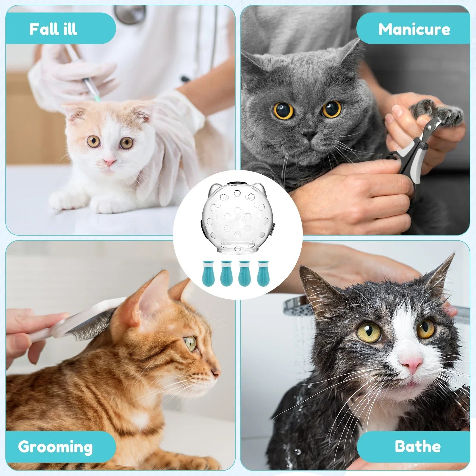 Cat Muzzle & Paw Shoes Set - Anti-Bite, Anti-Lick, Breathable