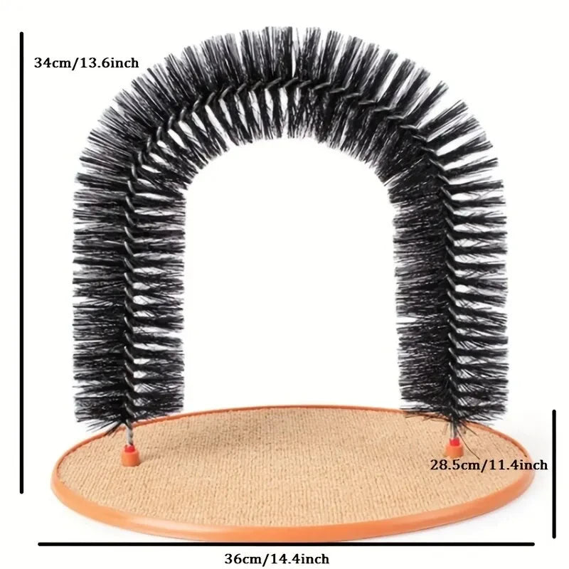 Self-Grooming Cat Toy Arch with Scratching Pad & Massage Brush