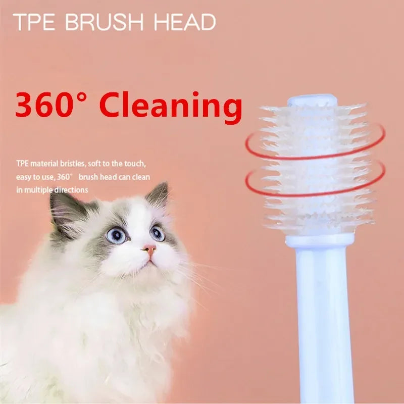 Soft Hair Cat Toothbrush for Teeth Cleaning & Pet Grooming